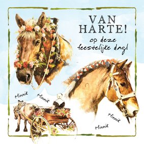 Felicitatiekaart met feestelijke paarden