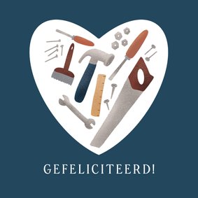 Felicitatiekaart met gereedschap voor nieuwe woning