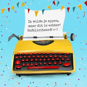 Felicitatiekaart met vintage typemachine