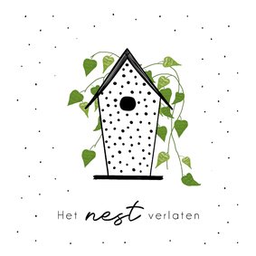 Felicitatiekaart nieuwe woning - het nest verlaten