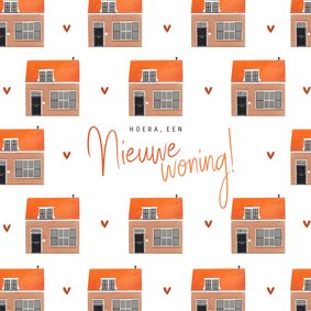 Felicitatiekaart nieuwe woning huisjes illustratie patroon