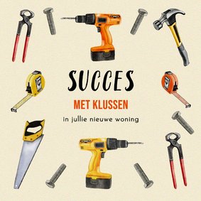 Felicitatiekaart nieuwe woning klusgereedschap