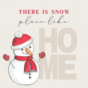 Felicitatiekaart nieuwe woning sneeuwpop beige