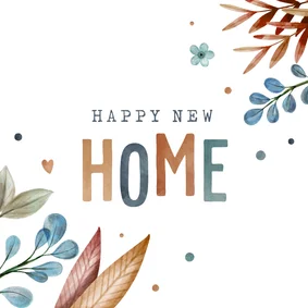 Felicitatiekaart nieuwe woning waterverf planten