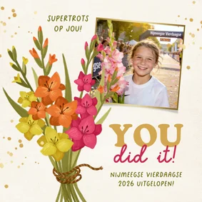 Felicitatiekaart Nijmeegse vierdaagse gladiolen foto