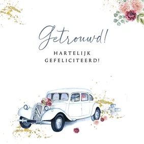 Felicitatiekaart oldtimer huwelijk