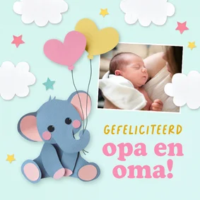 Felicitatiekaart opa en oma olifantje meisje