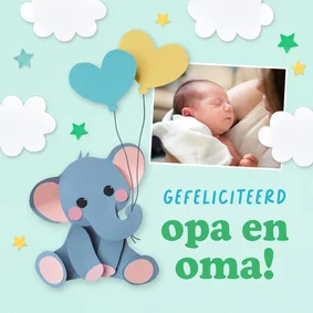 Felicitatiekaart opa en oma olifantje