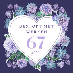 Felicitatiekaart Pensioen hart bloemen