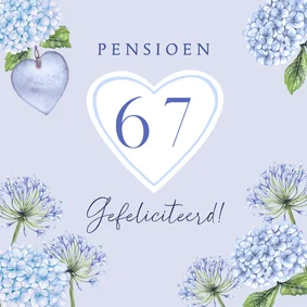 Felicitatiekaart pensioen hortensia hart
