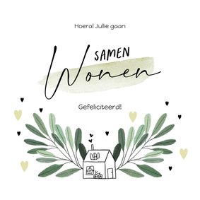 Felicitatiekaart samenwonen met botanische bladeren