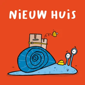 Felicitatiekaart slak verhuisd