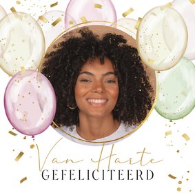 Felicitatiekaart stijlvol ballonnen goud foto