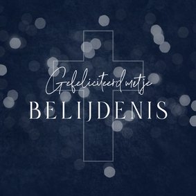 Felicitatiekaart stijlvol kruis belijdenis blauw