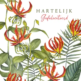 Felicitatiekaart tropische bloemen