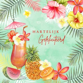 Felicitatiekaart tropische cocktail