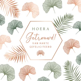 Felicitatiekaart trouwen ginkgoblad