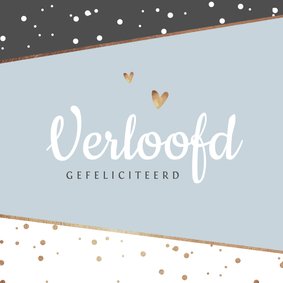 Felicitatiekaart verloofd trouwen gefeliciteerd goud hartjes