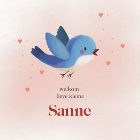 Felicitatiekaart vogel lieve illustratie geboorte