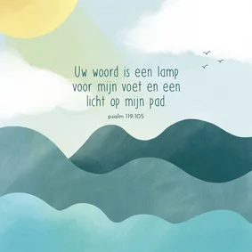 Felicitatiekaart volwassen doop blauwe golven zonnestralen