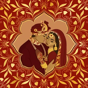 Felicitatiekaart voor een Indiaas Hindoestaans huwelijk