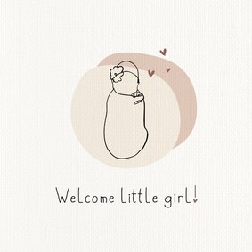 Felicitatiekaart welcome little one line art 