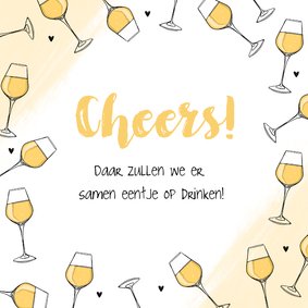 Felicitatiekaart witte wijn cheers algemeen