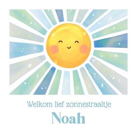 Felicitatiekaart zonnestraal jongen pastel kleuren