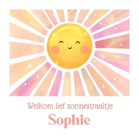 Felicitatiekaart zonnestraal meisje pastel kleuren