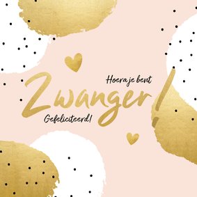 Felicitatiekaart 'Zwanger!' met stippen en hartjes