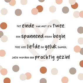 Felicitatiekaart zwangerschap zwanger confetti hart gedicht