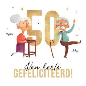 Felicitatiekaartje 50 jaar getrouwd humor oudjes