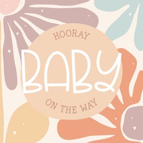 Felicitatiekaartje 'Baby on the way' met abstracte bloemen