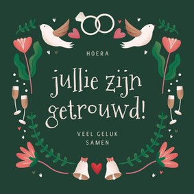 Felicitatiekaartje bruiloft jullie zijn getrouwd folk 