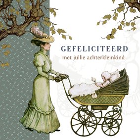 Felicitatiekaartje geboorte klassieke kinderwagen