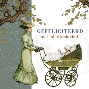 Felicitatiekaartje geboorte klassieke kinderwagen