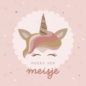 Felicitatiekaartje geboorte meisje unicorn