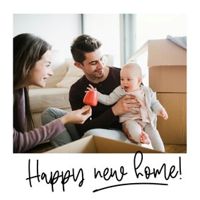 Felicitatiekaartje happy new home foto kader geschreven