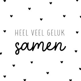 Felicitatiekaartje heel veel geluk samen hartjes patroon