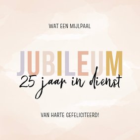 Felicitatiekaartje jubileum 25 jaar in dienst gekleurd