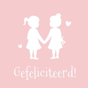 Felicitatiekaartje meisjestweeling silhouet