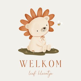 Felicitatiekaartje met schattig beertje en bloem