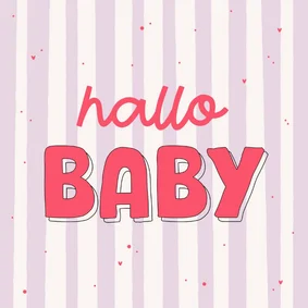 Felicitatiekaartje roze hallo baby gestreept hartjes