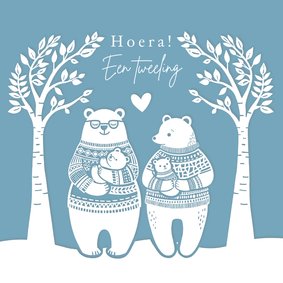 Felicitatiekaartje tweeling beren in truien