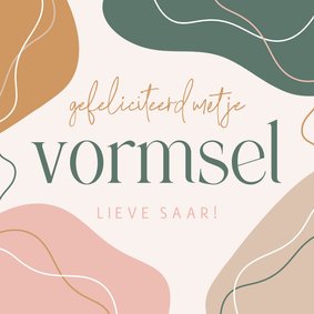 Felicitatiekaartje vormsel met abstracte vormen en lijnen