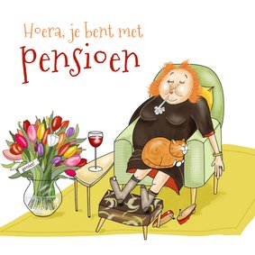 Felicitatiekaartje vrouw is eindelijk met pensioen