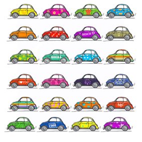 Fiat 500 kaart kleurrijk 24