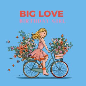 Fiets bloemen zon verjaardagskaart