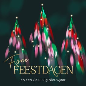 Fijne Feestdagen kerstkaart kerstbomen lichtjes