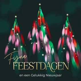 Fijne Feestdagen kerstkaart kerstbomen lichtjes